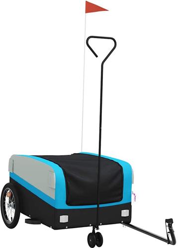 vidaXL - Fietstrailer - 45 - kg - ijzer - zwart - en - blauw
