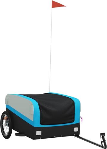 vidaXL - Fietstrailer - 45 - kg - ijzer - zwart - en - blauw