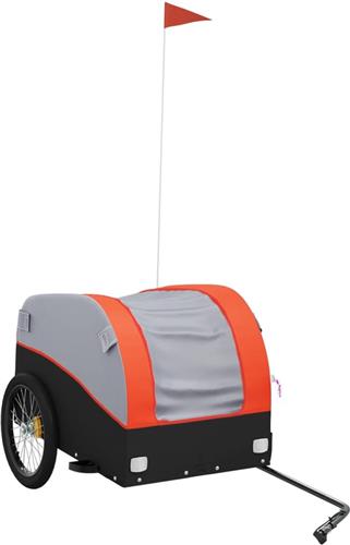 vidaXL - Fietstrailer - 45 - kg - ijzer - zwart - en - oranje