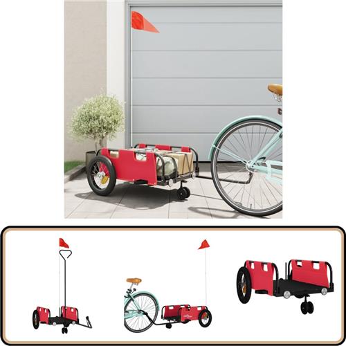 vidaXL Fietstrailer - Rood - Oxford Stof - 30 kg Fietstrailer - Fietskar - Transportfiets - Kinderwagen - Oxford Stoffen Kar