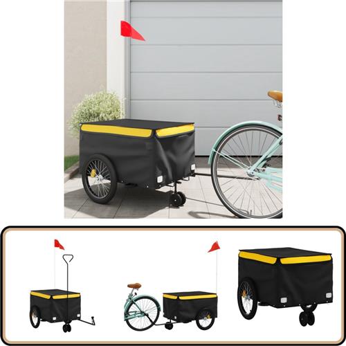 vidaXL Fietstrailer 30 kg - Zwart en Geel - Veiligheid Fietstrailer - Fietstrailers - Fiets Trailer - Fiets Duwkar