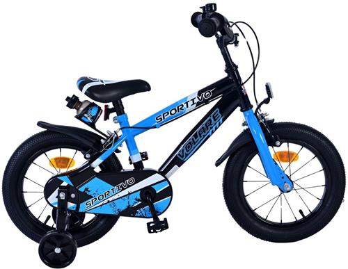 Volare Sportivo Kinderfiets - Jongens - 14 inch - Blauw Zwart - Twee Handremmen