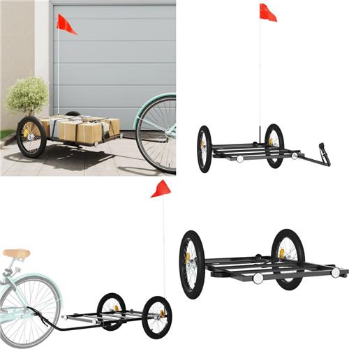 vidaXL Fietstrailer 135x68x37 cm ijzer zwart - Fietstrailer - Fietstrailers - Fiets Trailer - Fiets Transportkar