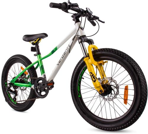 Verdant Bike Kinderfiets voor jongens 20 inch wielmaat te kiezen uit 6 versnellingen Shimano van 6 tot 10 jaar in hoogte verstelbaar (Wit Groen)