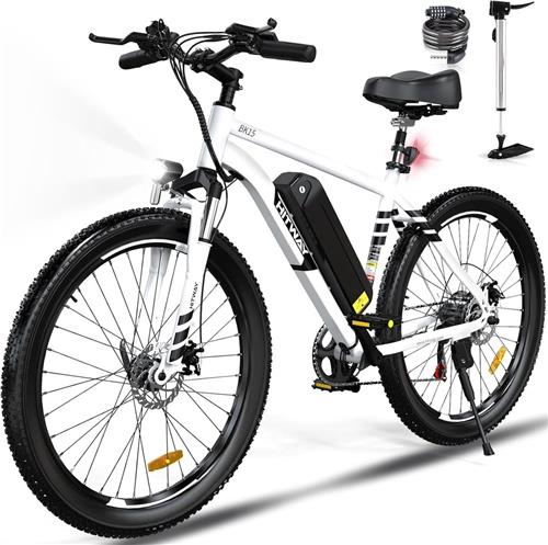 HITWAY Elektrische Fiets BK15 - 26*3.0 Inch Mountain EBike met Afneembare 48V 15Ah Lithium Batterij - City Commuter E-Bike met 250W Motor - 7 Versnellingen - IP54 Waterdicht