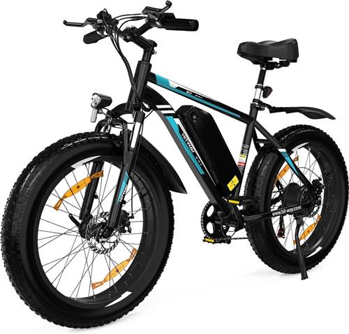 HITWAY Elektrische Fiets BK15 - 26*4.0 Inch Mountain EBike met Afneembare 48V 15Ah Lithium Batterij - City Commuter E-Bike met 250W Motor - 7 Versnellingen - IP54 Waterdicht