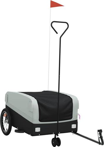 vidaXL - Fietstrailer - 45 - kg - ijzer - zwart - en - grijs
