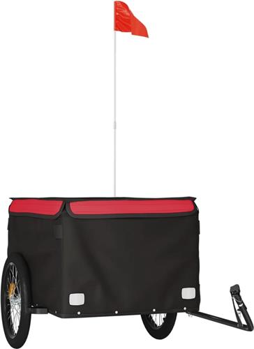 vidaXL - Fietstrailer - 45 - kg - ijzer - zwart - en - rood