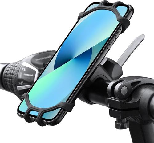 Telefoonhouder Fiets Universeel Siliconen - Fiets Telefoonhouder Kinderwagen - Telefoon Houder Fiets Draaibaar - Zwart