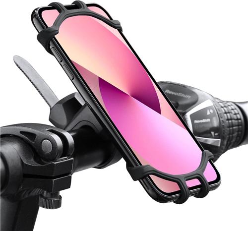 Telefoonhouder Fiets Universeel - Fiets Telefoonhouder Scooter En Buggy - 360 Draaibaar Telefoon Houder Fiets Siliconen - Zwart