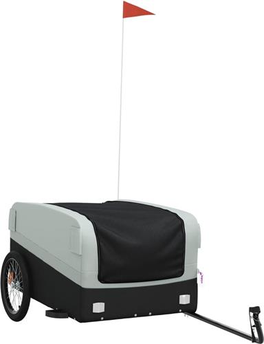 vidaXL - Fietstrailer - 45 - kg - ijzer - zwart - en - grijs