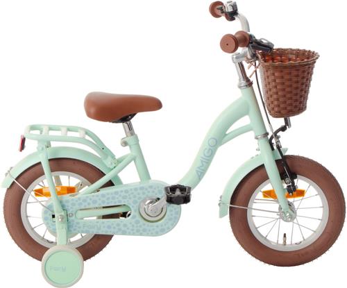 AMIGO Fairy Kinderfiets - Meisjesfiets 12 Inch - Met Terugtraprem - Met Zijwieltjes - Mintgroen