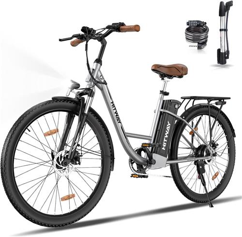Hitway Elektrische Fiets BK31 - 28 Inch City Commuter EBike met Afneembare 36V 13Ah Lithium Batterij - Damesfiets - E-Bike met 250W Motor - 7 Versnellingen - IP54 Waterdicht