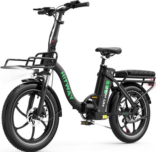 Hitway Elektrische Fiets BK6SL1 - 20*3.0 Inch Fat Tire City Commuter EBike met Afneembare 36V 15.6 Ah Lithium Batterij - Opvouwbaar Mountain E-Bike met 250W Motor - 7 Versnellingen - IP54 Waterdicht