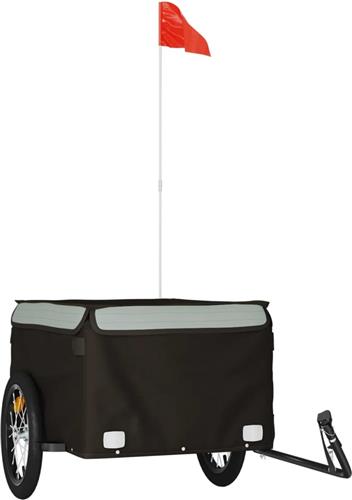 vidaXL - Fietstrailer - 45 - kg - ijzer - zwart - en - grijs