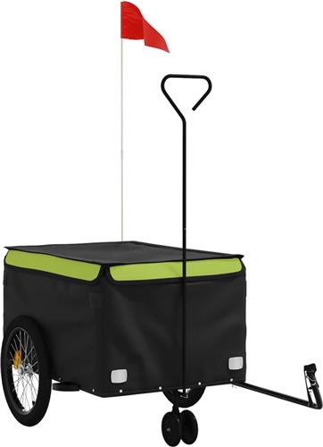 vidaXL - Fietstrailer - 45 - kg - ijzer - zwart - en - groen