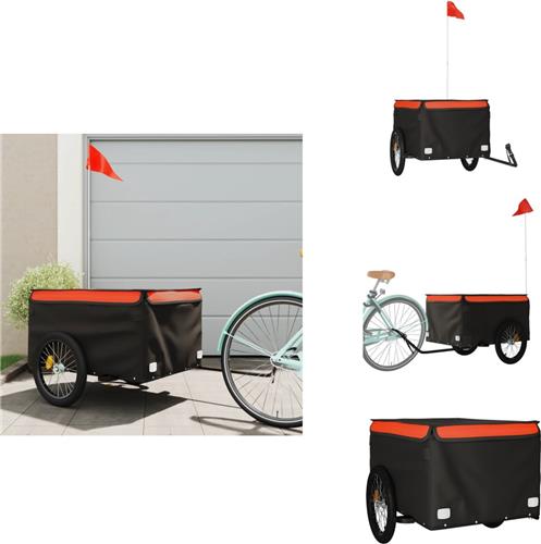 vidaXL Fietstrailer - Fietstrailers - Fiets Trailer - Fiets Transportkar - Fietskar 45 kg ijzer zwart en oranje