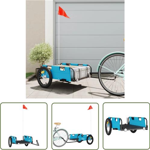 The Living Store Fietstrailer oxford stof en ijzer blauw - Fietstrailer - Fietskar - Transportfiets - Oxford Stof - Ijzer