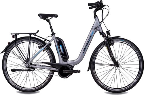 Chrisson E-Cassiopea Elektrische Fiets 28 Inch - E-bike 50 cm - Middenmotor - Damesfiets - 7 Versnellingen - V-Brakes - Zilvergrijs