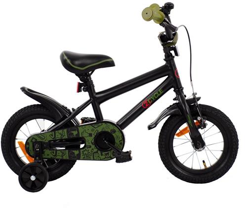 2Cycle BMX - Zwart-Groen - Jongensfiets 2 tot 4 jaar