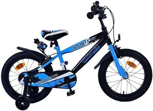 Volare Sportivo Kinderfiets - Jongens - 16 inch - Blauw Zwart - Twee Handremmen