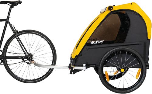 Burley Bee Double Fietskar  Fietskar voor Kinderen  Fietskar 2 Kinderen  Inklapbaar  Cargo Trailer  Geel Zwart