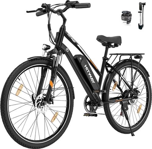 Hitway Elektrische Fiets BK27 - 28 Inch City Commuter EBike met Afneembare 36V 12Ah Lithium Batterij - Mountain E-Bike met 250W Motor - 7 Versnellingen - IP54 Waterdicht
