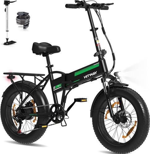 Hitway Elektrische Fiets BK10SP - 20*4.0 Inch Fat Tire City Commuter EBike met Afneembare 48V 13Ah Lithium Batterij - Opvouwbaar Mountain E-Bike met 250W Motor - 7 Versnellingen - IP54 Waterdicht