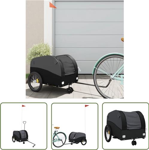 The Living Store Fietstrailer 30 kg ijzer zwart - Fietstrailer - Fietskar - Transportwagen - Ijsbaan - Draagkracht