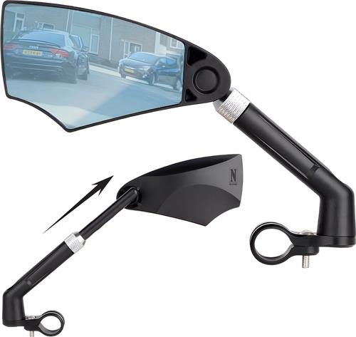 NO-EFFORT Fietsspiegel Links Uitschuifbaar  Fiets Spiegel  E-bike Spiegel - Elektrische Fiets Spiegeltje  Bicycle Mirror  Fatbike Spiegel  Fietsspiegels  Eenvoudige Montage  20-23 mm