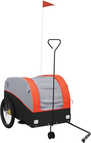 vidaXL - Fietstrailer - 45 - kg - ijzer - zwart - en - oranje