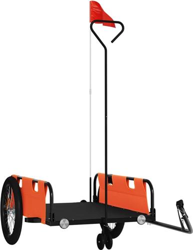 vidaXL - Fietstrailer - oxford - stof - en - ijzer - oranje - en - zwart