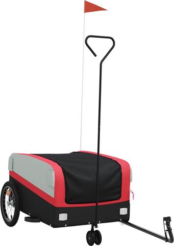 vidaXL - Fietstrailer - 45 - kg - ijzer - zwart - en - rood
