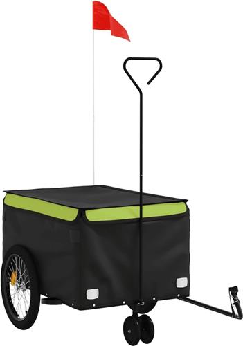 vidaXL - Fietstrailer - 30 - kg - ijzer - zwart - en - groen