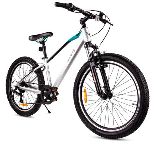 Verdant Bike Kinderfiets voor jongens 24 inch, te kiezen uit 7 versnellingen Shimano van 8 tot 12 jaar met schokdemper, V-Brake (Zilver)