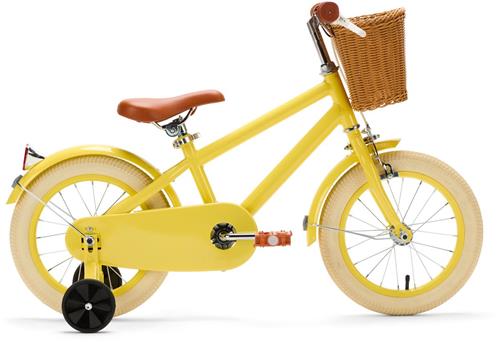 Generation Retro 14 inch Geel  Kinderfiets met Mandje