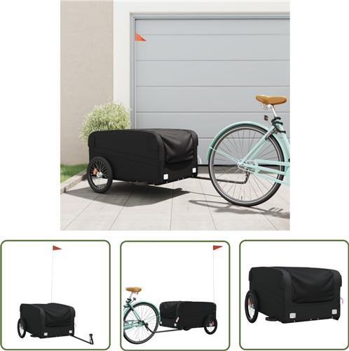 The Living Store Fietstrailer 45 kg ijzer zwart - Fietskar - Fietstrailer - Vervoer Kar - Zwaar Transport - Fiets Accessoire