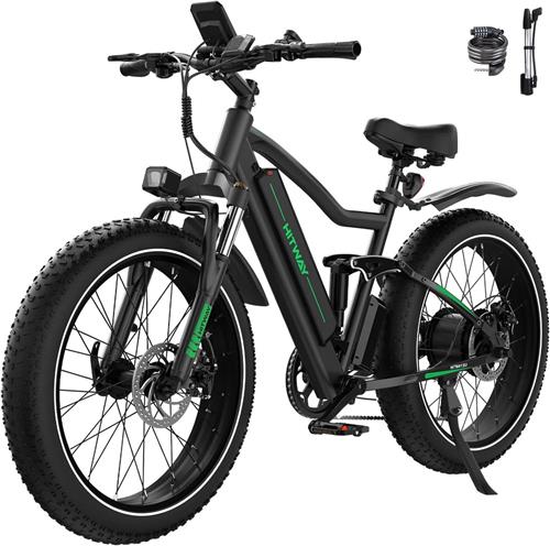 Hitway Elektrische Fiets BK9S - 26*4.0 Inch Fatbike - Mountain Snow EBike met Afneembare 48V 16Ah Lithium Batterij - City Commuter E-Bike met 250W Motor - 7 Versnellingen - IP54 Waterdicht