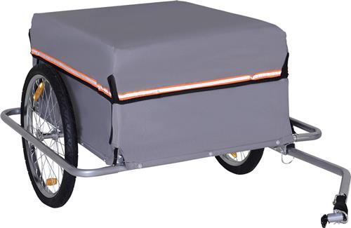 HOMCOM Transportaanhanger fietsaanhanger fiets opvouwbaar CargoTrailer grijs 5550-3269
