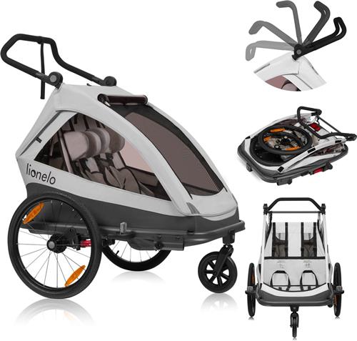 Lionelo Cama 2-in-1 Fietsaanhanger en Wandelwagen - All-Terrain - Verstelbare Vering - Waterafstotend - Inclusief Accessoires
