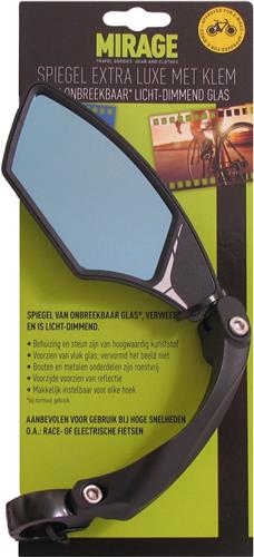 Mirage Lichtdimmende spiegel - onbreekbaar glas - zwart - stuurklem links - 10.6 cm