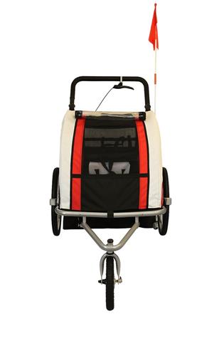 Fietskar voor kinderen - met buggyfunctie - en schokbrekers - rood
