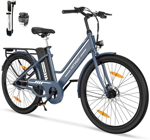 Hitway Elektrische Fiets BK8SP - 26 Inch City Commuter EBike met Afneembare 36V 10.4Ah Lithium Batterij - E-Bike met 250W Motor - Damesfiets - IP54 Waterdicht