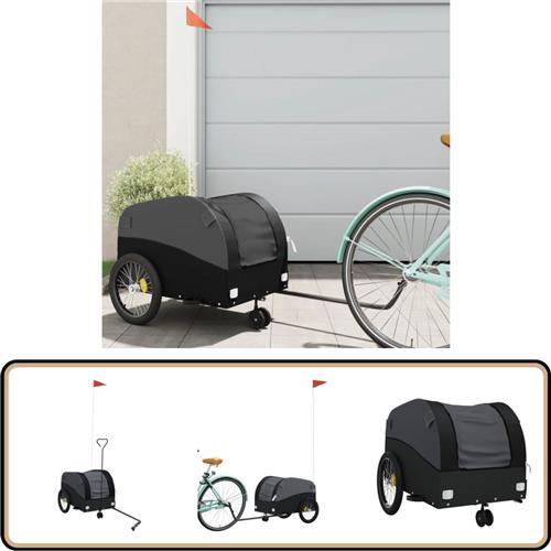vidaXL Fietstrailer - 30 kg - IJzer - Zwart Fietstrailer - Fietstrailers - Fiets Trailer - Fiets Duwkar