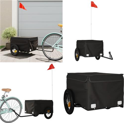 vidaXL Fietstrailer 30 kg ijzer zwart - Fietstrailer - Fietstrailers - Fiets Trailer - Fiets Transportkar