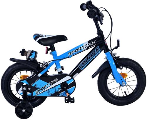 Volare Sportivo Kinderfiets - Jongens - 12 inch - Blauw Zwart - Twee Handremmen