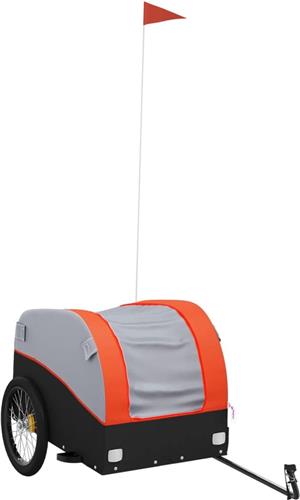 vidaXL - Fietstrailer - 45 - kg - ijzer - zwart - en - oranje