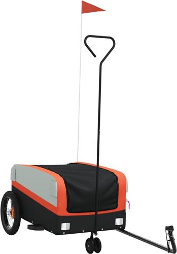 vidaXL - Fietstrailer - 30 - kg - ijzer - zwart - en - oranje