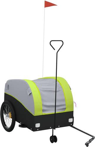 vidaXL - Fietstrailer - 45 - kg - ijzer - zwart - en - groen