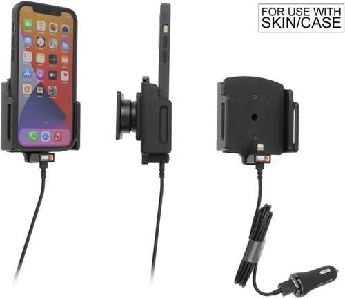 Brodit houder geschikt voor Apple iPhone 12 / 12 Pro / 12 Pro Max/ 13 / 13 Pr Actieve verstelbare houder met 12V USB sig-plug